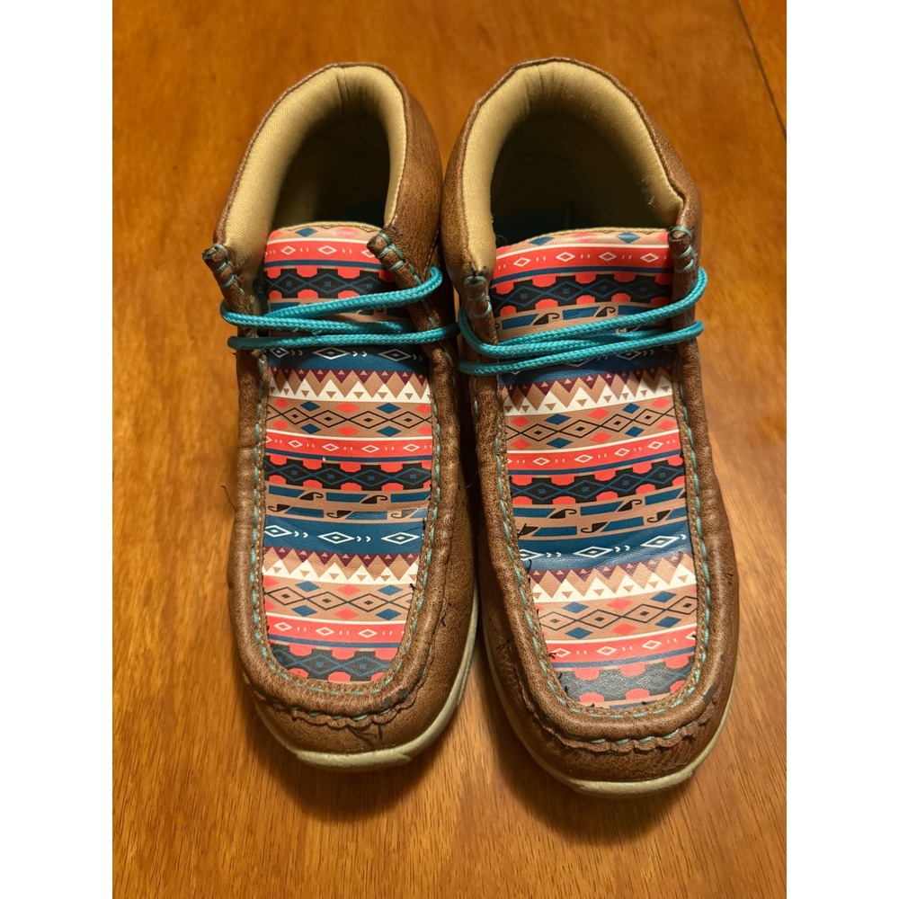 Twister‎ Kids Aztec Print Brown Faux Leather Chukka Boots Turquoise Size 2